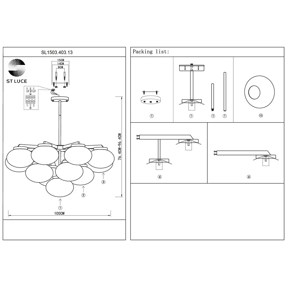 Фото 7 Люстра на штанге St luce Sl1503.403.13 13 ламп 26 м² цвет черный