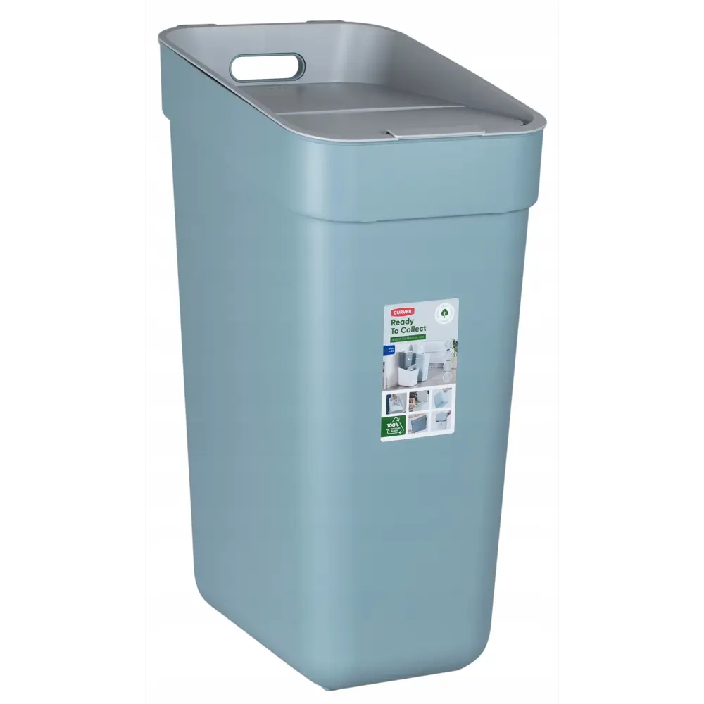 Фото 2 Мусорное ведро 30 л Curver 251935 полипропилен цвет голубой Фото 2 Мусорное ведро 30 л Curver 251935 полипропилен цвет голубой