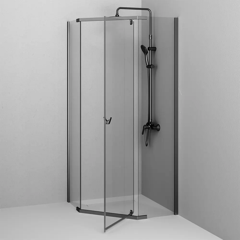 Фото 7 Душевой уголок Am.pm Sunny W87G-405-9090-BT пятиугольный 88x88см черный профиль эффект стекла без покрытия Фото 7 Душевой уголок Am.pm Sunny W87G-405-9090-BT пятиугольный 88x88см черный профиль эффект стекла без покрытия