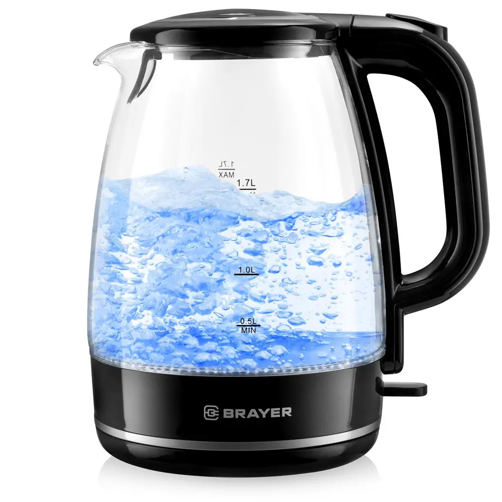 Фото Чайник Brayer Br1030 1.7 л стекло цвет черный Фото Чайник Brayer Br1030 1.7 л стекло цвет черный