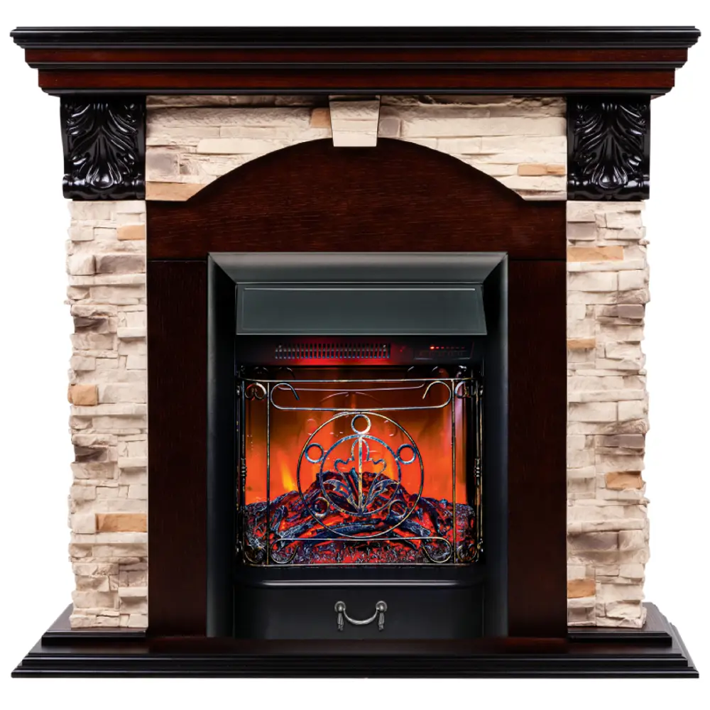 Фото Каминокомплект Realflame Dublin Rock с очагом Majestic Lux BL 1500Вт дуб