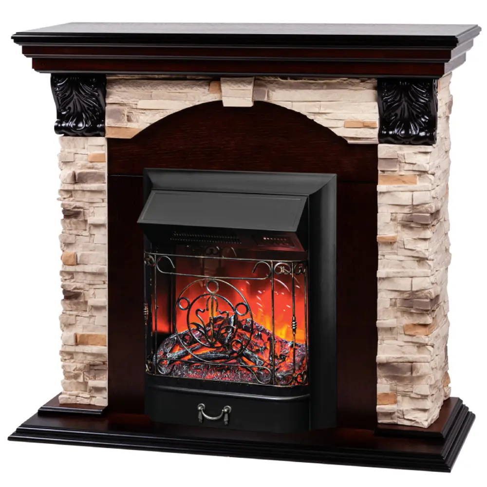 Фото 2 Каминокомплект Realflame Dublin Rock с очагом Majestic Lux BL 1500Вт дуб