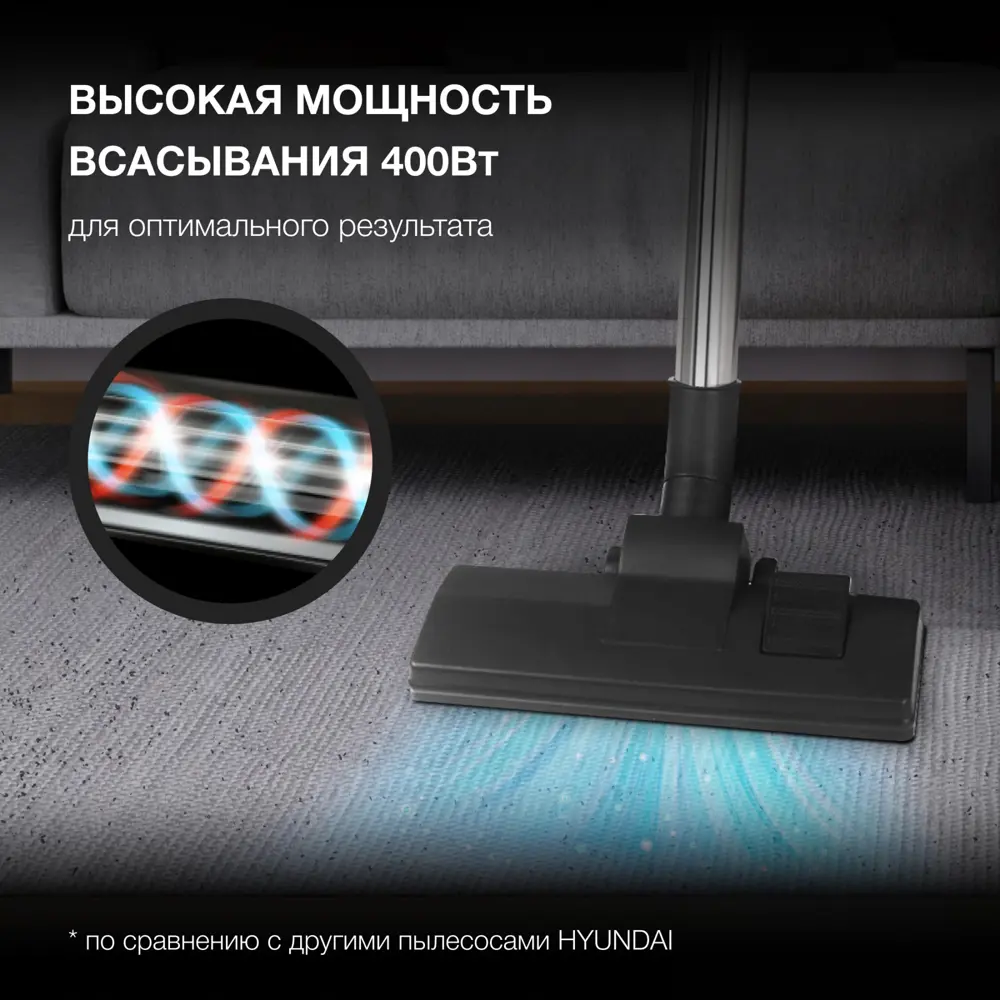 Фото 3 Пылесос с пылесборником Hyundai Hyv-b4995 2220 Вт 3.5 л цвет черный Фото 3 Пылесос с пылесборником Hyundai Hyv-b4995 2220 Вт 3.5 л цвет черный
