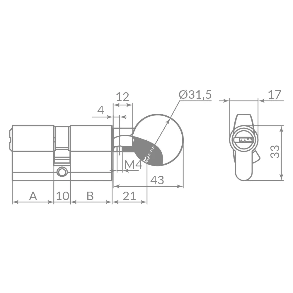 Фото 2 Цилиндровый механизм Punto Z3002Knob80 (35+10+35) с вертушкой CP хром Фото 2 Цилиндровый механизм Punto Z3002Knob80 (35+10+35) с вертушкой CP хром