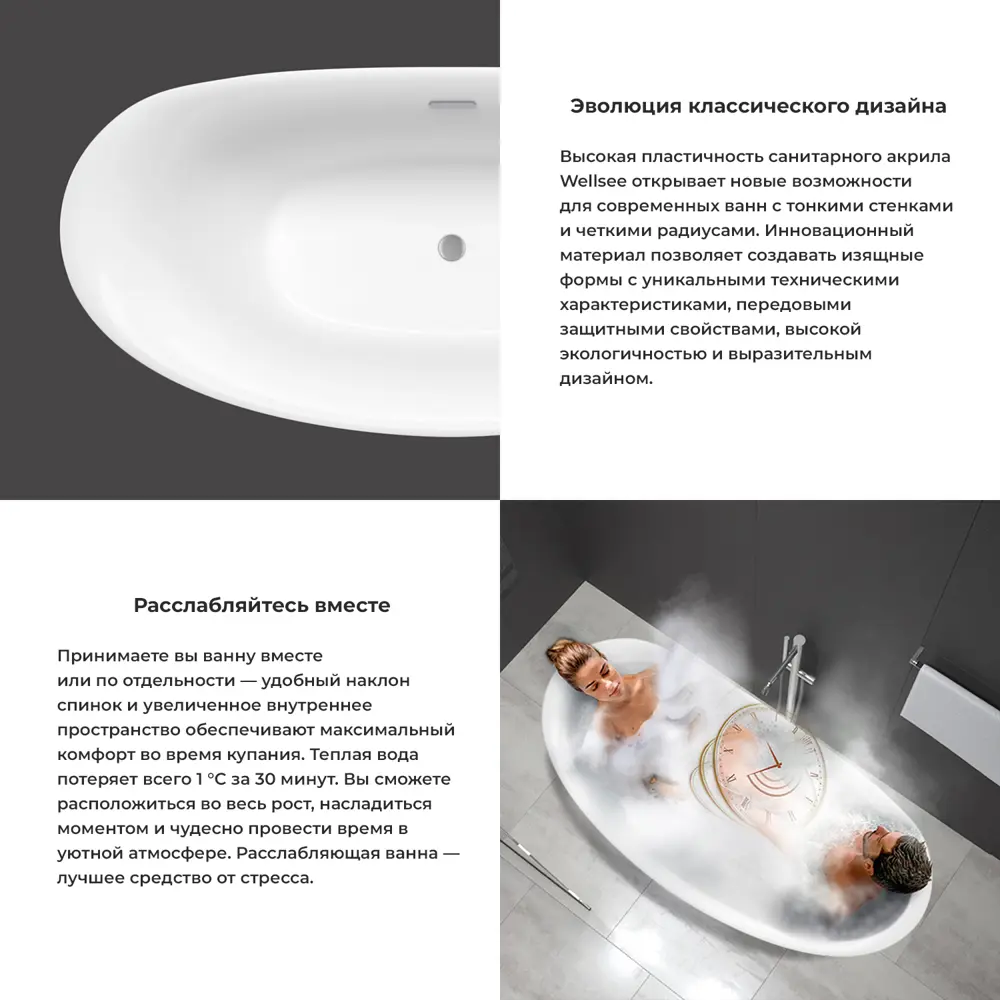 Фото 3 Отдельностоящая ванна Wellsee 23740103R акрил 175x83см Фото 3 Отдельностоящая ванна Wellsee 23740103R акрил 175x83см