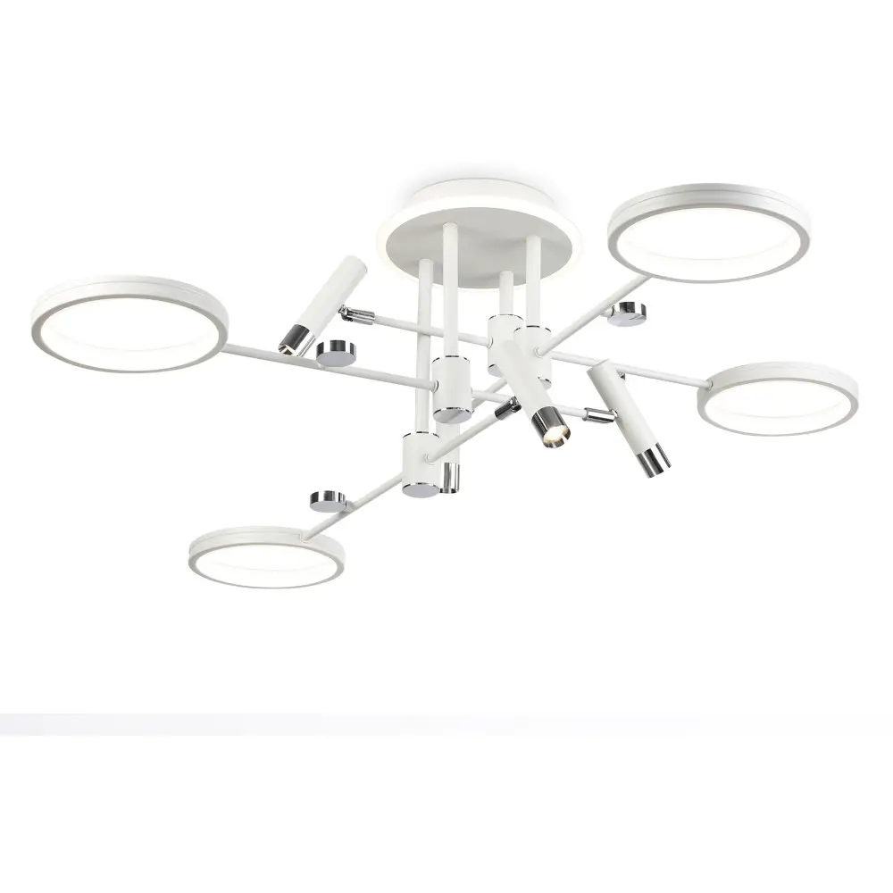 Фото Люстра потолочная светодиодная Ambrella Comfort fl51648 с пультом управления 32 м² теплый белый (желтый) свет цвет белый Фото Люстра потолочная светодиодная Ambrella Comfort fl51648 с пультом управления 32 м² теплый белый (желтый) свет цвет белый