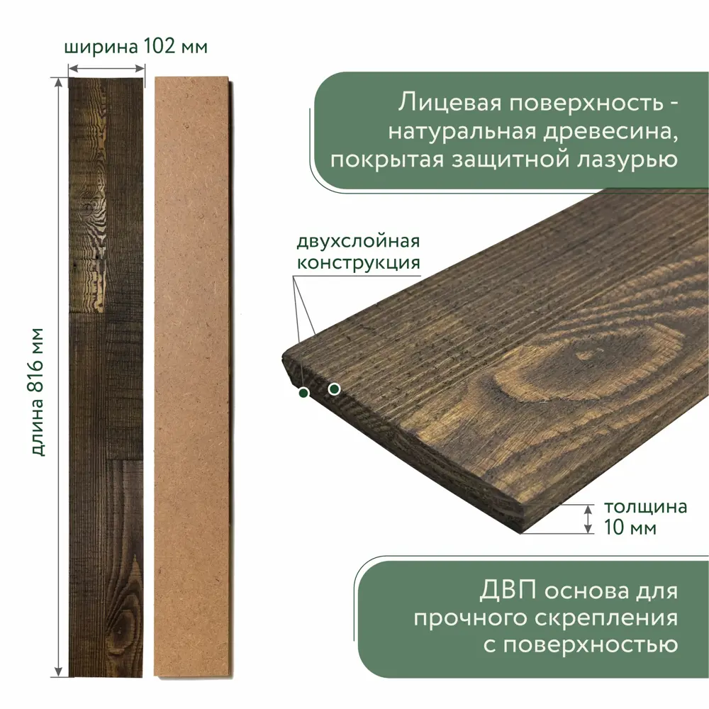 Фото 2 Деревянные стеновые панели Art barn wood Темный орех коричневый 816x102x10мм 1м² 12шт Фото 2 Деревянные стеновые панели Art barn wood Темный орех коричневый 816x102x10мм 1м² 12шт