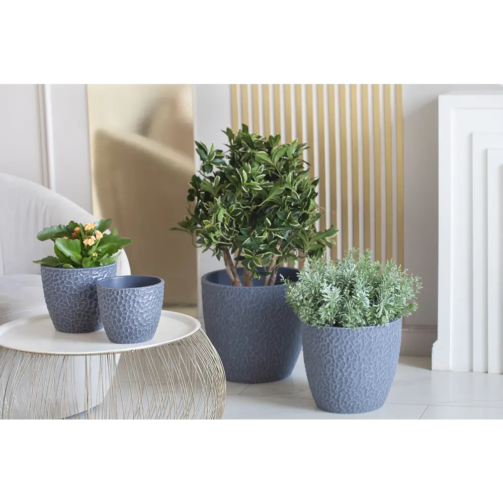 Фото 2 Горшок цветочный Манго Композит d 30 см 27.8 см 13 л бетон серый/серебристый