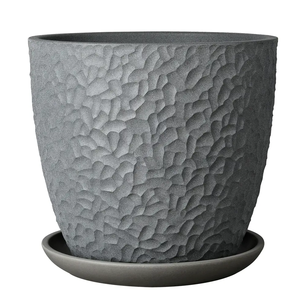 Фото Горшок цветочный Манго Композит d 30 см 27.8 см 13 л бетон серый/серебристый