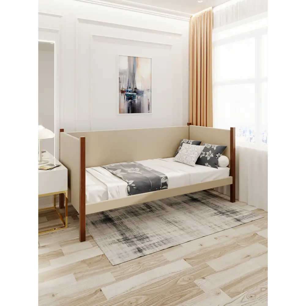 Фото 4 Кровать Solarius Тахта сплошное основание tahta-obiv-spin-beg80-170temd-full 90 x 101 x 180 см дерево цвет бежевый/темный дуб Фото 4 Кровать Solarius Тахта сплошное основание tahta-obiv-spin-beg80-170temd-full 90 x 101 x 180 см дерево цвет бежевый/темный дуб