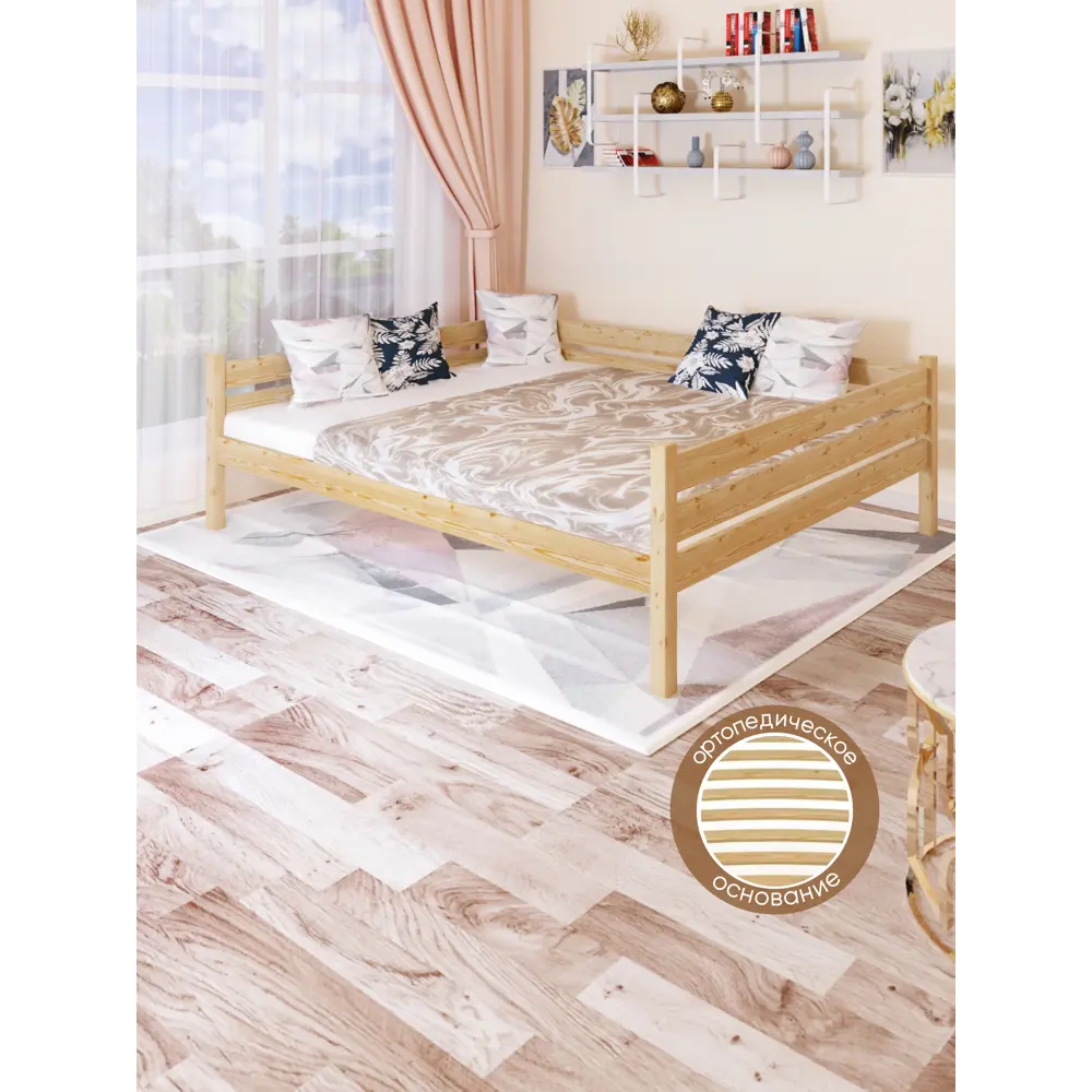 Фото 3 Кровать Solarius Tahta140-190-orto 150 x 63 x 200 см сосна цвет бежевый