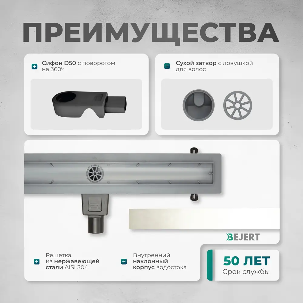 Фото 3 Трап для душа Bejert B716A270-01050-3 комбинированный затвор 11.2x70 см нержавеющая сталь Фото 3 Трап для душа Bejert B716A270-01050-3 комбинированный затвор 11.2x70 см нержавеющая сталь