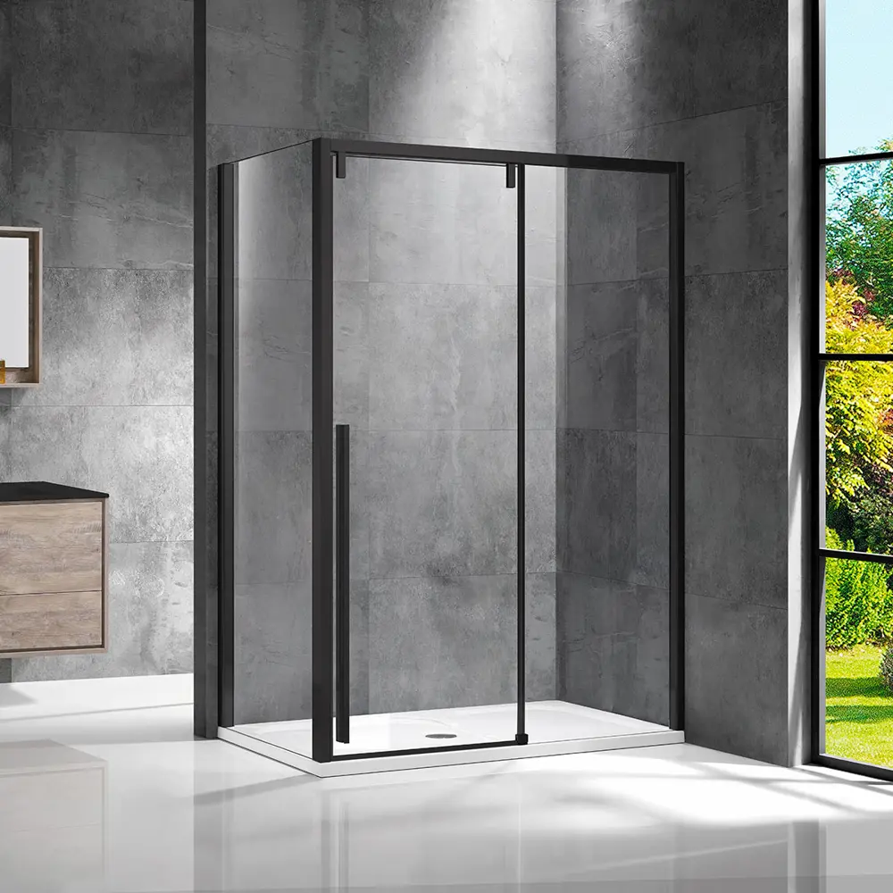 Фото Душевой уголок Vincea Lugano VSR-1L1012CLB-1 прямоугольный 120x100см черный профиль эффект стекла прозрачное закаленное стекло Фото Душевой уголок Vincea Lugano VSR-1L1012CLB-1 прямоугольный 120x100см черный профиль эффект стекла прозрачное закаленное стекло