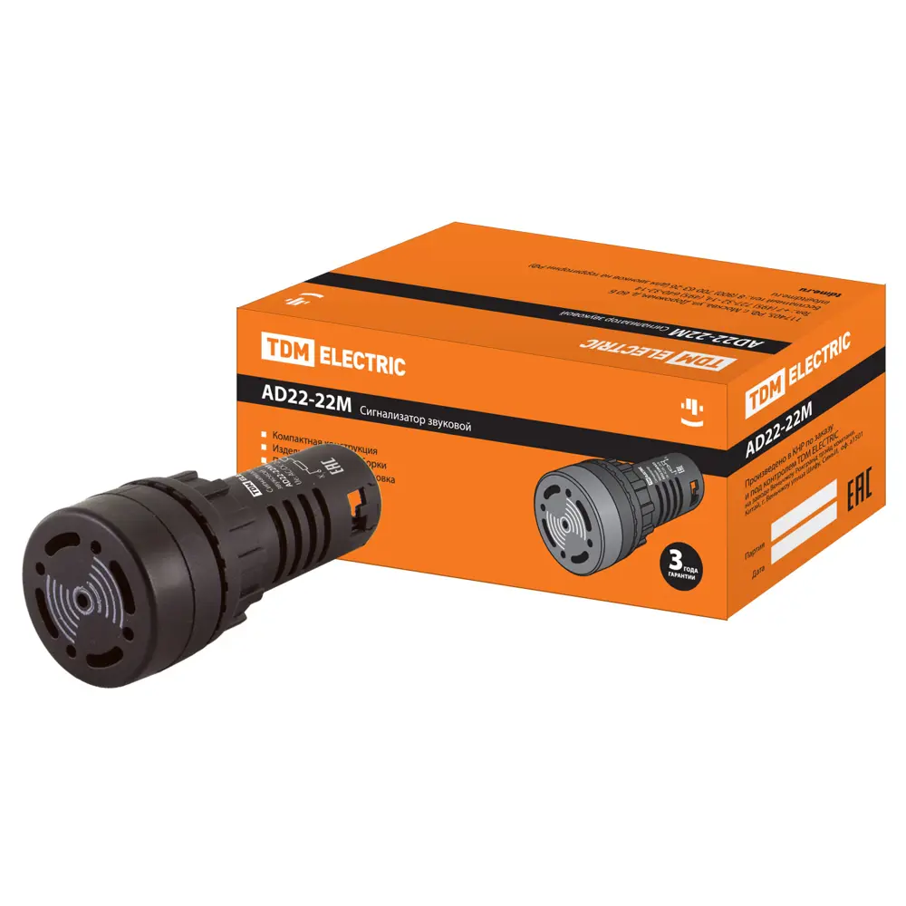 Фото Сигнализатор звуковой Tdm electric AD22-22M/k23 D22 мм 24 В DC/AC цвет черный Фото Сигнализатор звуковой Tdm electric AD22-22M/k23 D22 мм 24 В DC/AC цвет черный