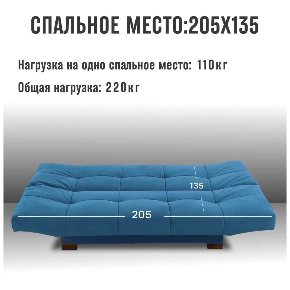 Фото 3 Диван раскладной Cityhd Прямой диван 205x95x95 см велюр цвет синий Фото 3 Диван раскладной Cityhd Прямой диван 205x95x95 см велюр цвет синий