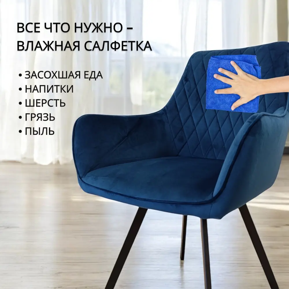 Фото 3 Стул / кресло Weimei Dc79001r 56x86x60 см велюр цвет темно-синий Фото 3 Стул / кресло Weimei Dc79001r 56x86x60 см велюр цвет темно-синий