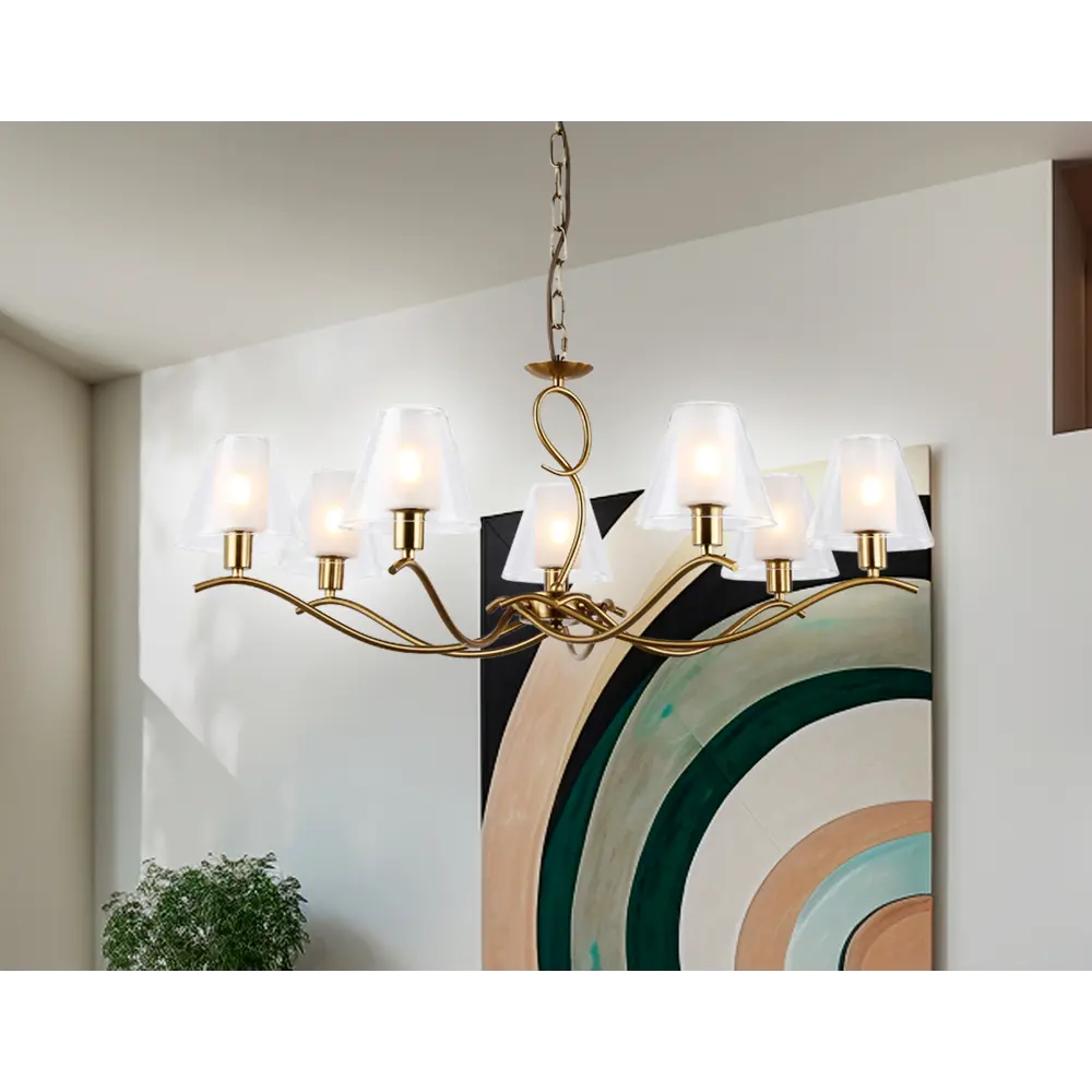 Фото 7 Люстра подвесная Ambrella light High light Lh57093 7 ламп 28 м² цвет белый матовый, латунь Фото 7 Люстра подвесная Ambrella light High light Lh57093 7 ламп 28 м² цвет белый матовый, латунь