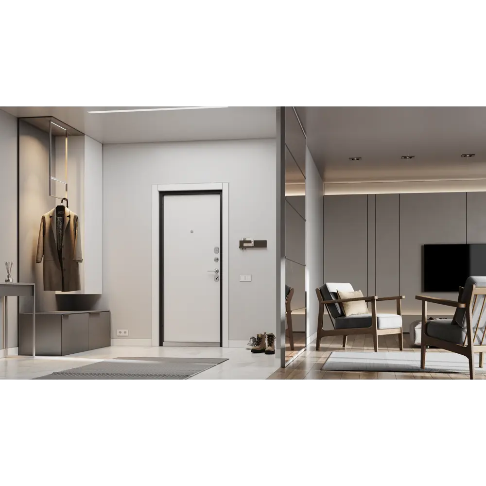Фото 7 Входная дверь Unicorn Apartment X правый 205x86см цвет черный муар металлик/белый софт Фото 7 Входная дверь Unicorn Apartment X правый 205x86см цвет черный муар металлик/белый софт