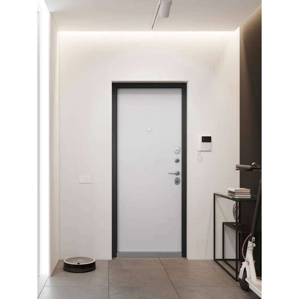 Фото 3 Входная дверь Unicorn Apartment X правый 205x86см цвет черный муар металлик/белый софт Фото 3 Входная дверь Unicorn Apartment X правый 205x86см цвет черный муар металлик/белый софт