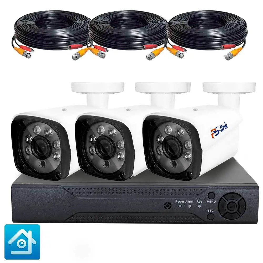 Фото Комплект для видеонаблюдения AHD PS-link 3 камеры для улицы 2Мп цвет белый Фото Комплект для видеонаблюдения AHD PS-link 3 камеры для улицы 2Мп цвет белый