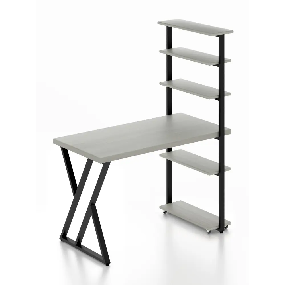 Фото Стол Solarius loft с 5 полками столешница 40 мм 60x145x140 см черные металлические Z-образные ножки сосна цвет платиновый Фото Стол Solarius loft с 5 полками столешница 40 мм 60x145x140 см черные металлические Z-образные ножки сосна цвет платиновый