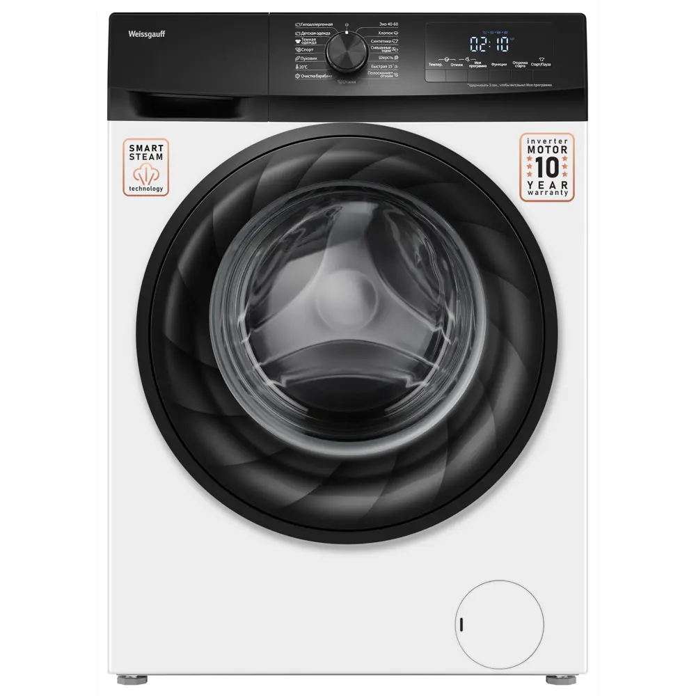 Фото Стиральная машина Weissgauff WM 4947 DC Inverter Steam 60x85x50 см, 7 кг, цвет белый Фото Стиральная машина Weissgauff WM 4947 DC Inverter Steam 60x85x50 см, 7 кг, цвет белый