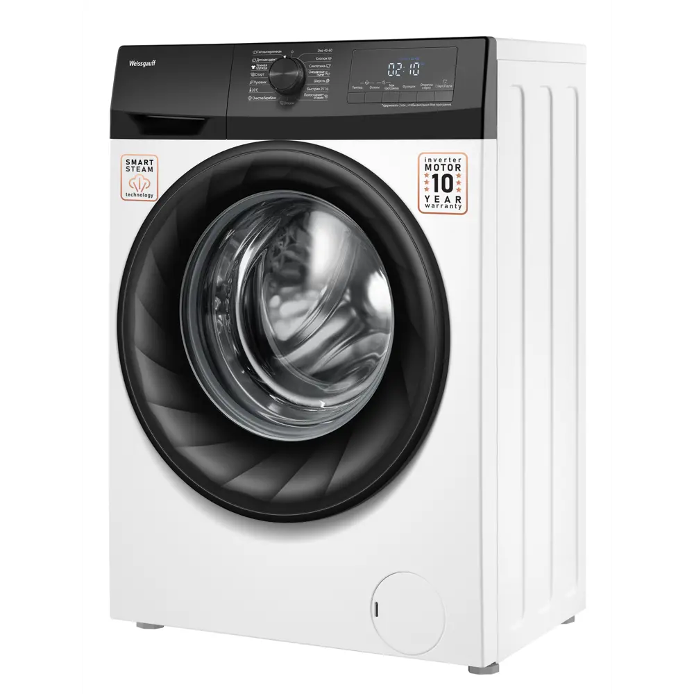 Фото 4 Стиральная машина Weissgauff WM 4947 DC Inverter Steam 60x85x50 см, 7 кг, цвет белый Фото 4 Стиральная машина Weissgauff WM 4947 DC Inverter Steam 60x85x50 см, 7 кг, цвет белый