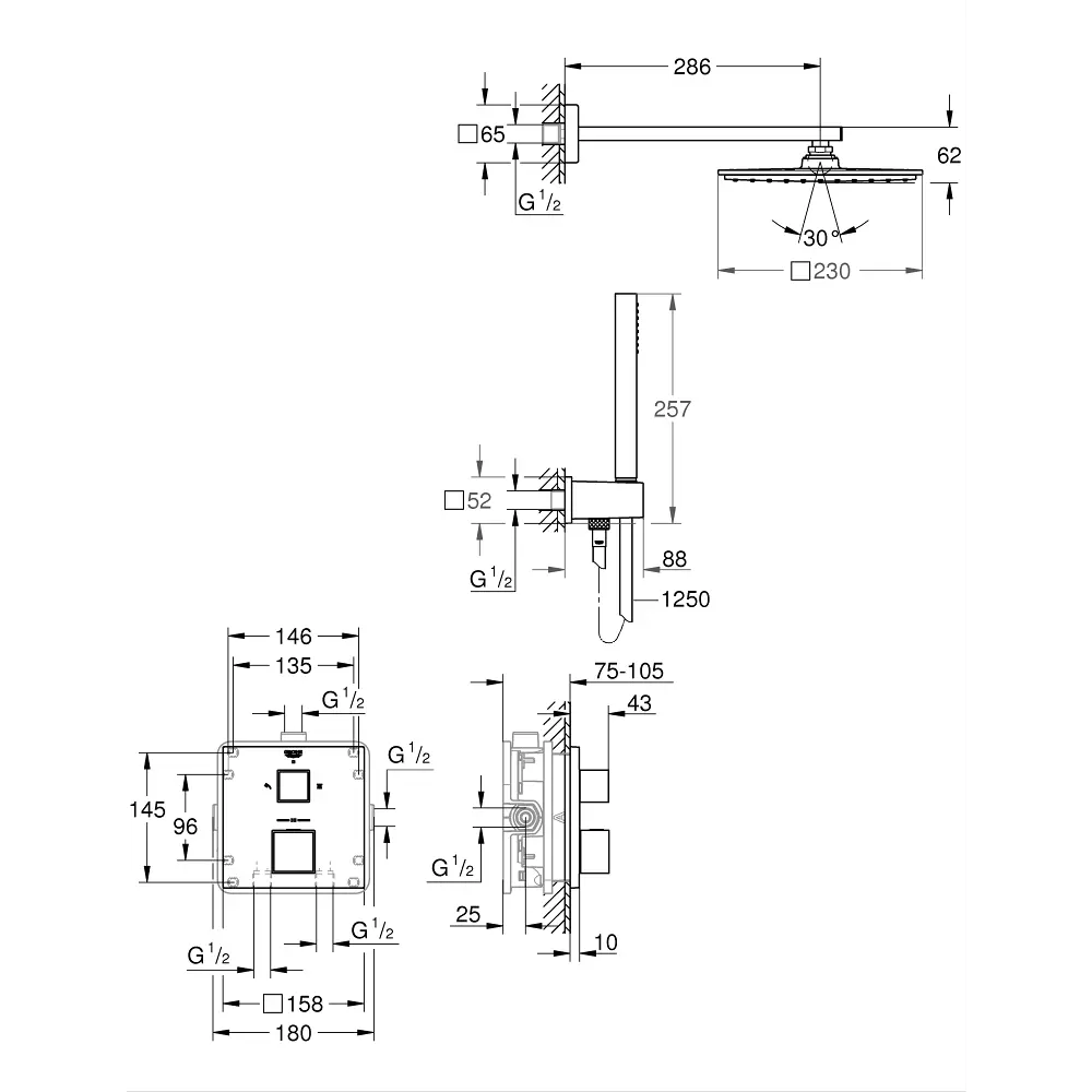 Фото 2 Набор для комплектации душа Grohe Grohtherm Cube 34741000 цвет хром Фото 2 Набор для комплектации душа Grohe Grohtherm Cube 34741000 цвет хром