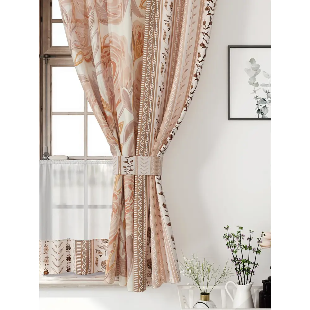 Фото 4 Комплект штор Comfy way CW705154-160 на шторной ленте 160x150 см цвет оранжевый, персиковый, красновато-коричневый, светло-бежевый, слоновая кость Фото 4 Комплект штор Comfy way CW705154-160 на шторной ленте 160x150 см цвет оранжевый, персиковый, красновато-коричневый, светло-бежевый, слоновая кость