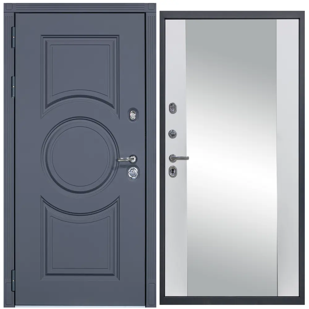 Фото Входная дверь Diva STR МХ-30 205x96см левый цвет Д15 белый софт/серый софт с зеркалом