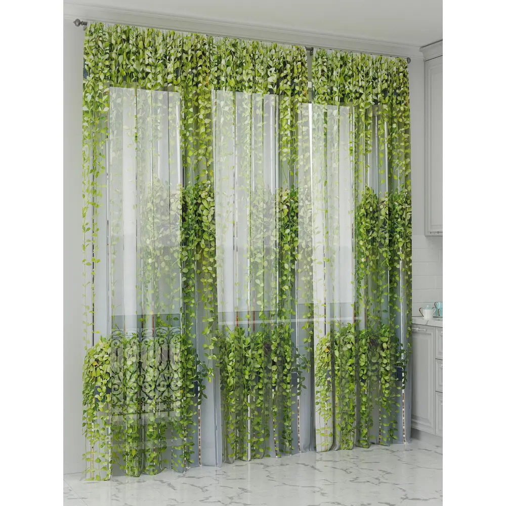 Фото Тюль Comfy way Олион - 147 CW991147-250 на шторной ленте 250x450 см цвет зеленый