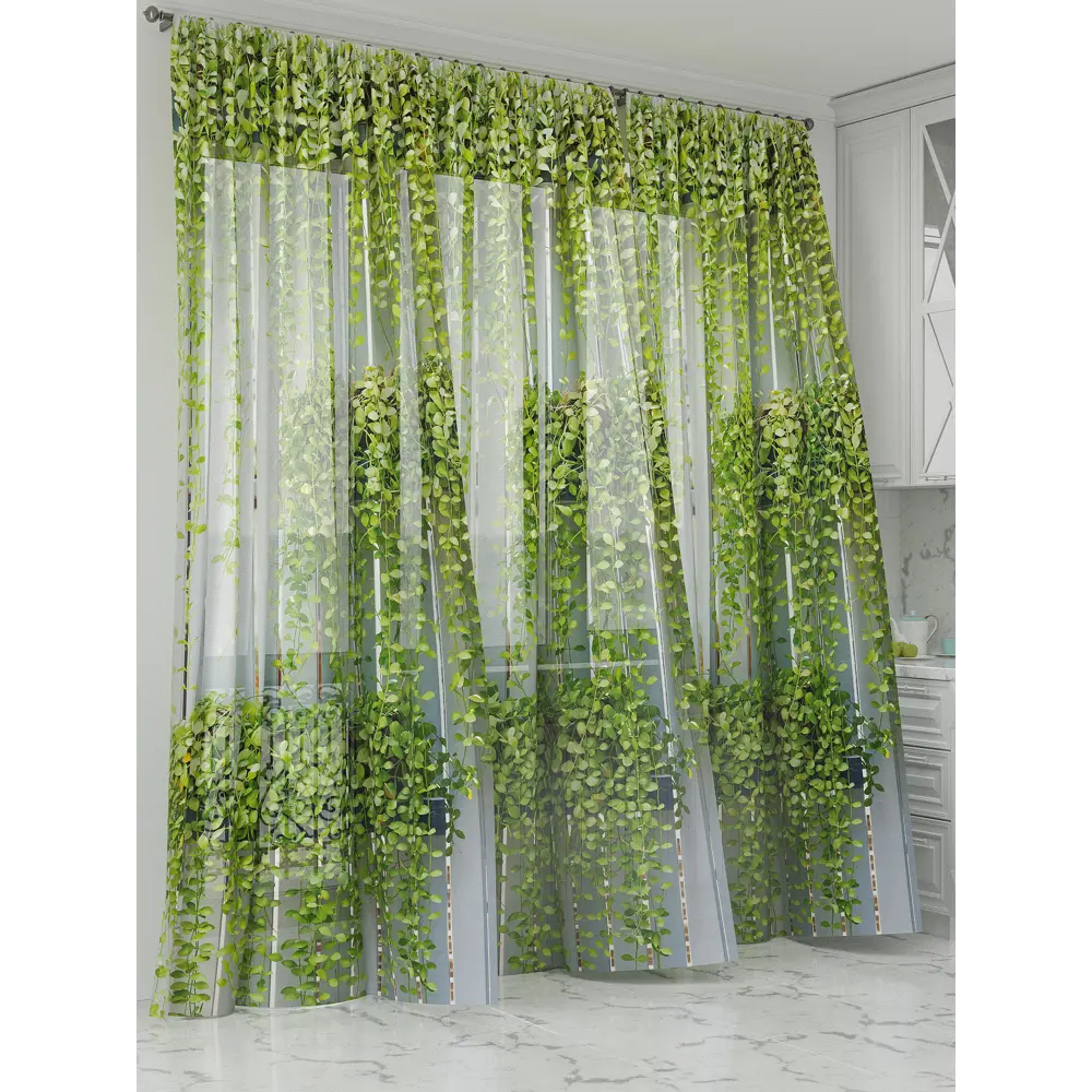 Фото 3 Тюль Comfy way Олион - 147 CW991147-250 на шторной ленте 250x450 см цвет зеленый