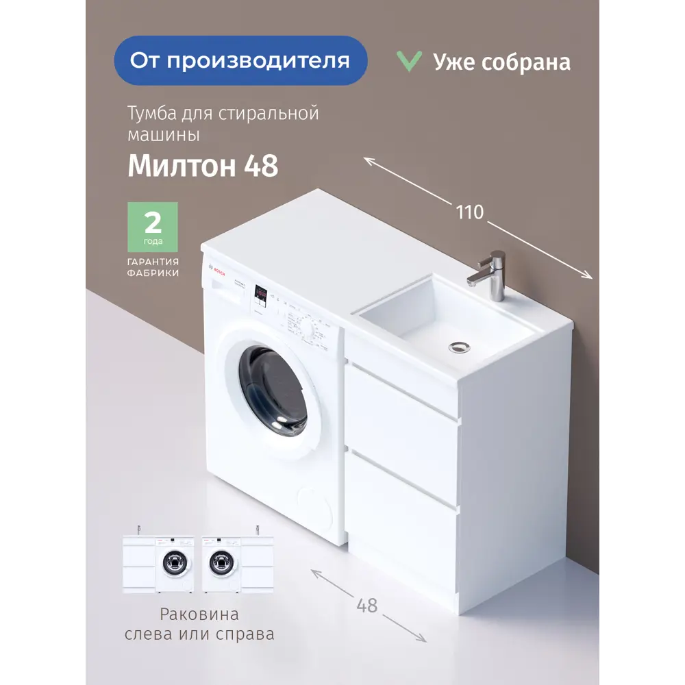 Фото Тумба под раковину напольная Onika 104801 48см цвет белый Фото Тумба под раковину напольная Onika 104801 48см цвет белый