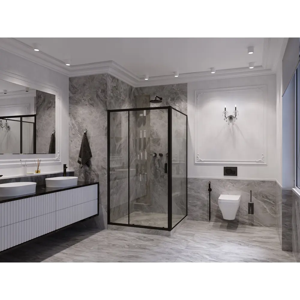 Фото 2 Душевая перегородка Ambassador 17021216AB-120AB 120x200см черный профиль