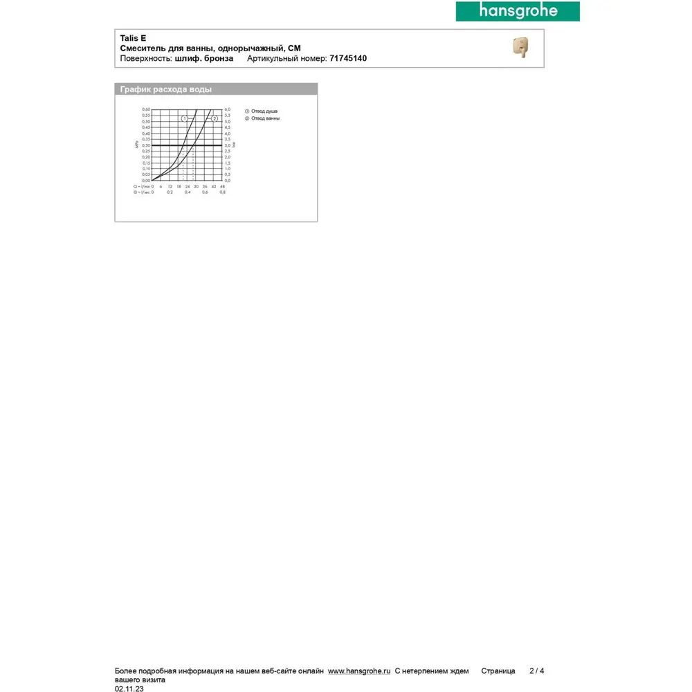 Фото 6 Смеситель для ванны Hansgrohe 71745140 Фото 6 Смеситель для ванны Hansgrohe 71745140