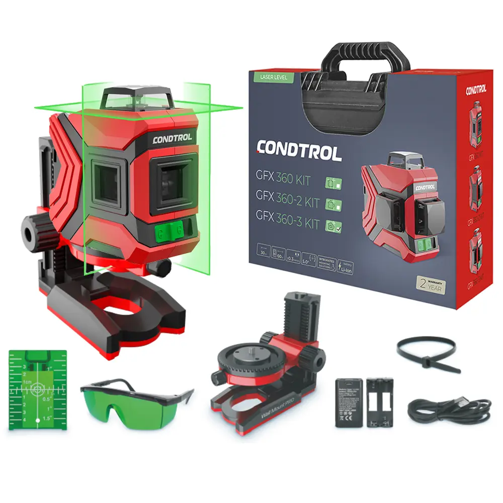 Фото Уровень лазерный Condtrol GFX360 Kit НСК зеленый луч, дальность до 20 м Фото Уровень лазерный Condtrol GFX360 Kit НСК зеленый луч, дальность до 20 м