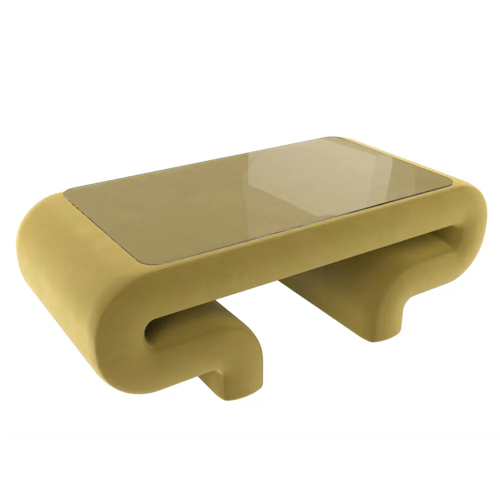 Фото 4 Стол Волна Лига диванов 115753 146x54x64 см микровельвет цвет желтый