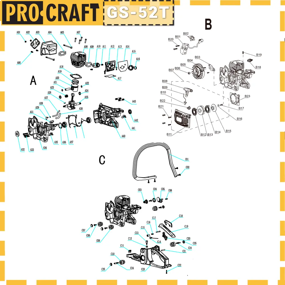 Фото 15 Бензопила Procraft Gs-52t 4.8 л.с. шина 40 см Фото 15 Бензопила Procraft Gs-52t 4.8 л.с. шина 40 см