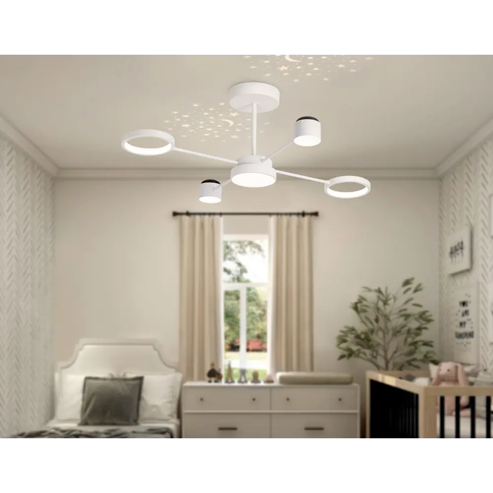 Фото 20 Люстра на штанге светодиодная Ambrella light Fl51631 с пультом управления 24 м² нейтральный белый свет цвет белый