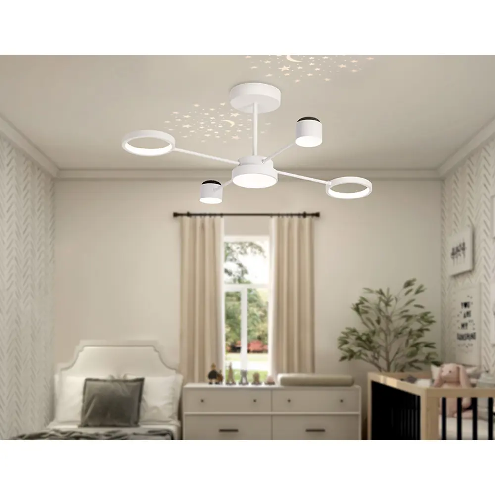 Фото 19 Люстра на штанге светодиодная Ambrella light Fl51631 с пультом управления 24 м² нейтральный белый свет цвет белый