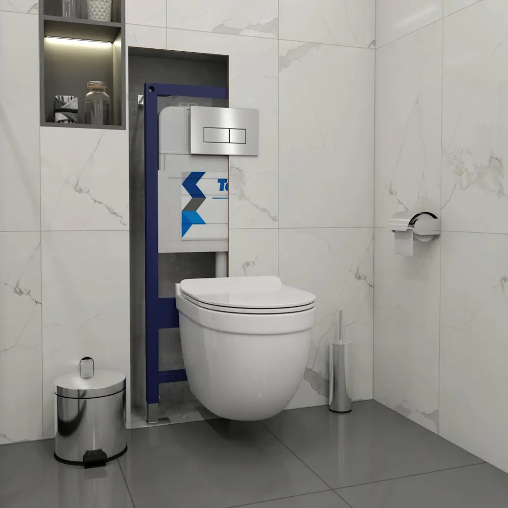 Фото 5 Комплект 5 в 1 инсталляция с унитазом Teymi F13308 унитаз подвесной безободковый Iva кнопка нержавеющая сталь Фото 5 Комплект 5 в 1 инсталляция с унитазом Teymi F13308 унитаз подвесной безободковый Iva кнопка нержавеющая сталь