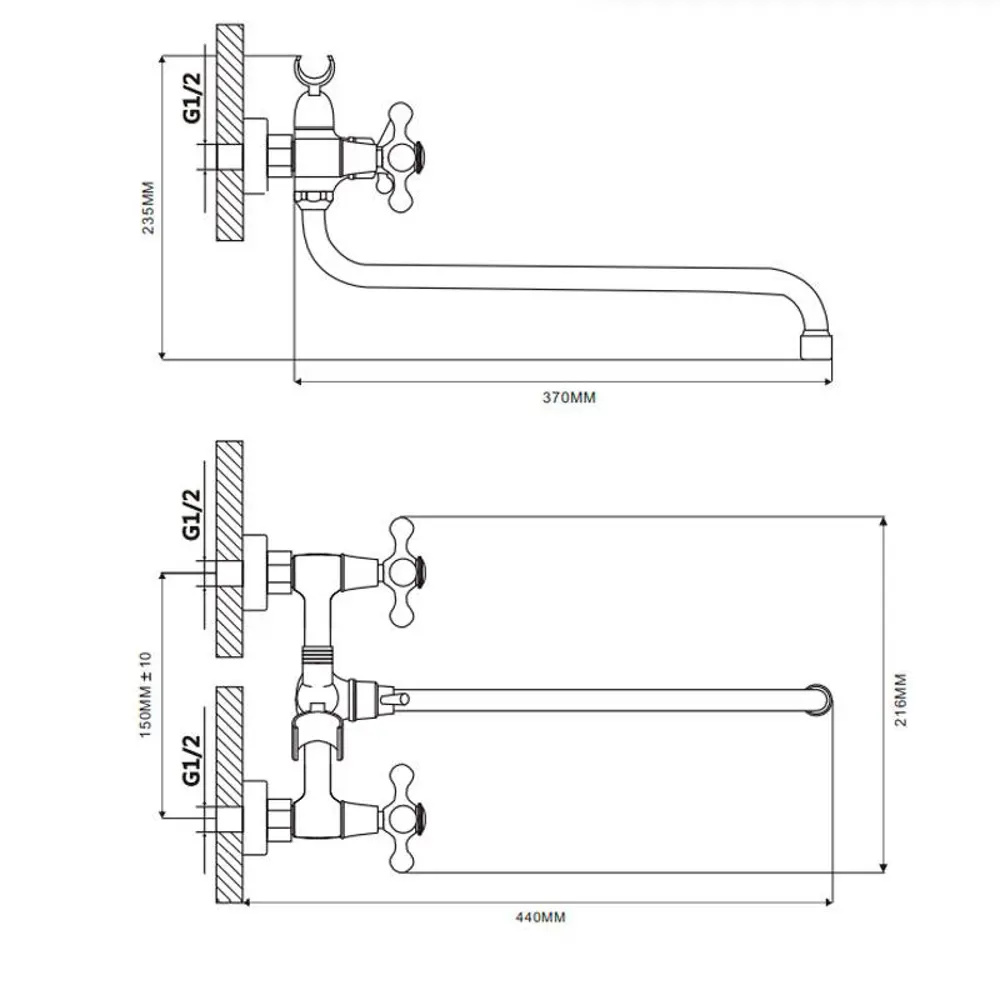 Фото 2 Смеситель для ванны Maxonor MN2208 двухвентильный цвет хром