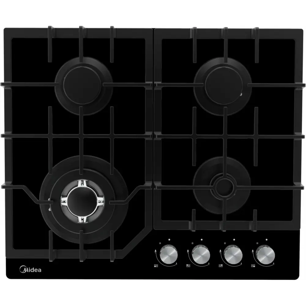 Фото Газовая варочная панель Midea MG643TGB 60 см 4 конфорки цвет черный Фото Газовая варочная панель Midea MG643TGB 60 см 4 конфорки цвет черный