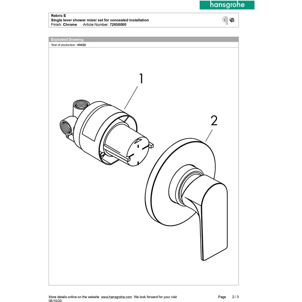 Фото 5 Встраиваемый смеситель для душа Hansgrohe Rebris E 72658000 Фото 5 Встраиваемый смеситель для душа Hansgrohe Rebris E 72658000