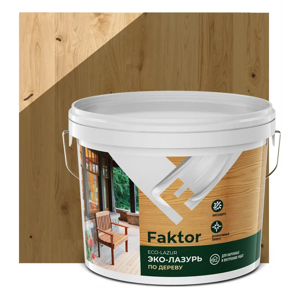 Фото Лазурь для древесины Faktor цвет дуб 9 кг Фото Лазурь для древесины Faktor цвет дуб 9 кг