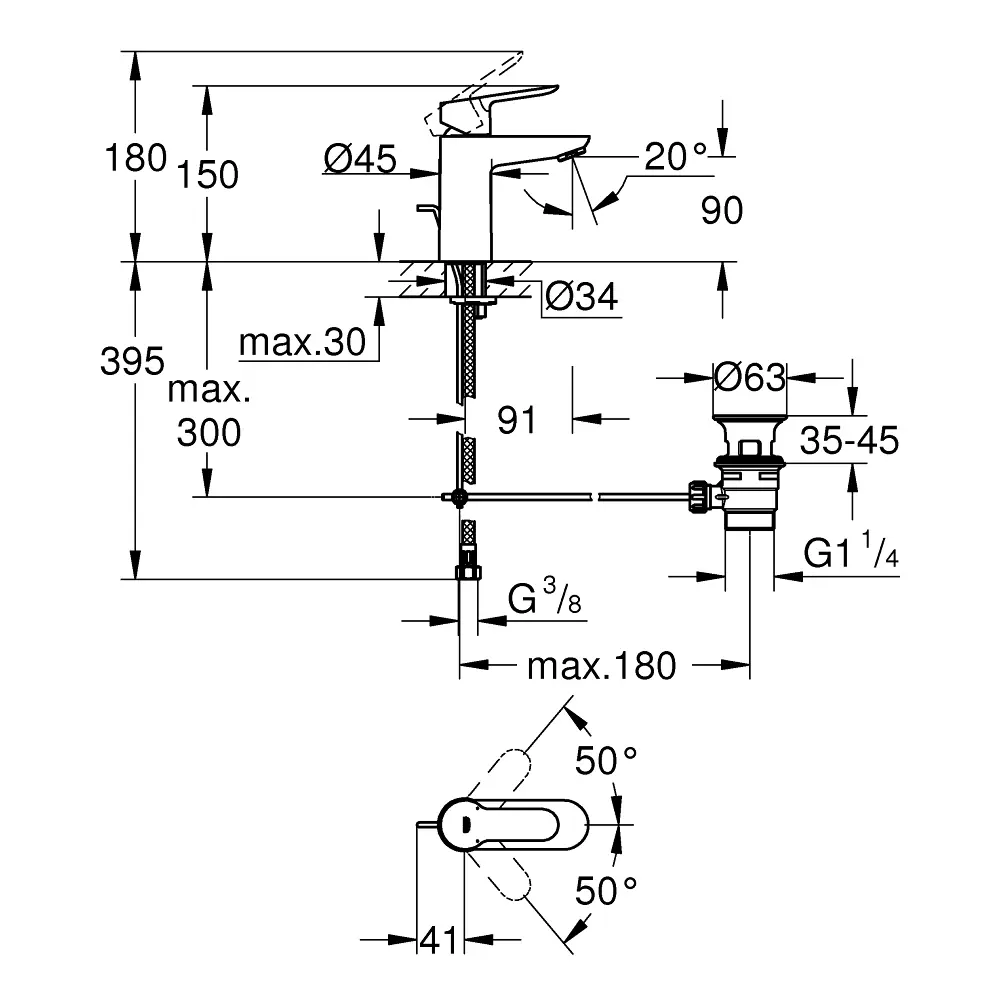 Фото 2 Смеситель для раковины Grohe BauEdge 23328000 Фото 2 Смеситель для раковины Grohe BauEdge 23328000