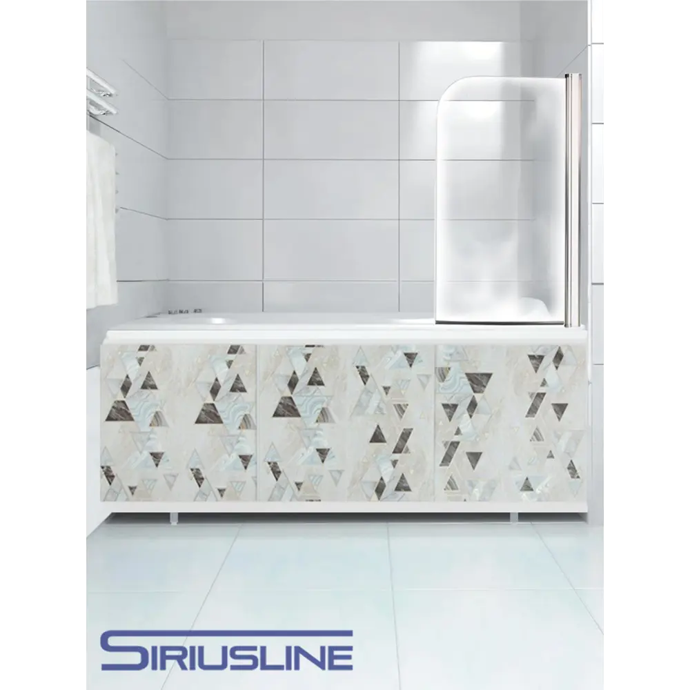 Фото Экран под ванну Siriusline 170 см пластиковый профиль цвет Мозаика Аква Фото Экран под ванну Siriusline 170 см пластиковый профиль цвет Мозаика Аква