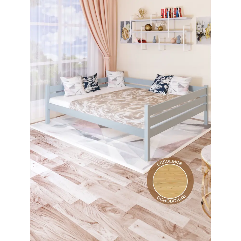 Фото 3 Кровать Solarius Tahta140-160gol-full 150 x 63 x 170 см сосна цвет голубой
