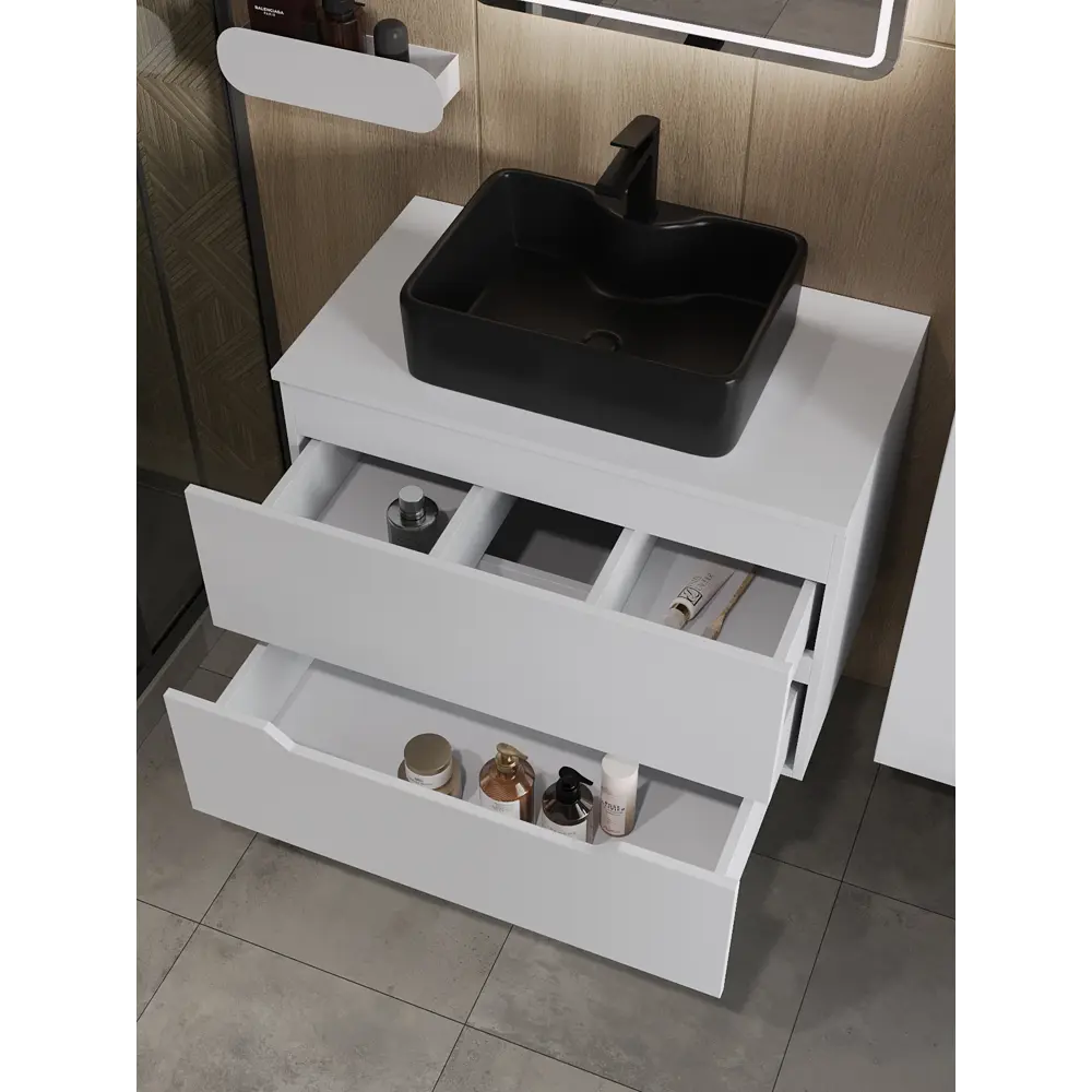 Фото Тумба с раковиной подвесная Topline FLIPTUS80W-1475B 80 см цвет белый матовый Фото Тумба с раковиной подвесная Topline FLIPTUS80W-1475B 80 см цвет белый матовый