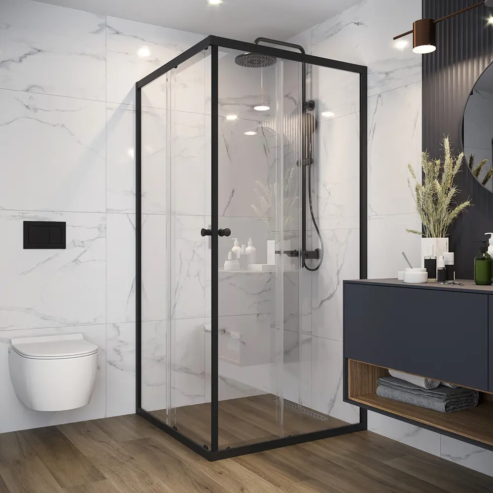 Фото 2 Душевой уголок Domani-Spa Cube 110 DS04Cb110L0Cl00.Gt-Black.MP. без поддона прозрачное стекло 4 мм. графит профиль. размер 100x100x190 см Фото 2 Душевой уголок Domani-Spa Cube 110 DS04Cb110L0Cl00.Gt-Black.MP. без поддона прозрачное стекло 4 мм. графит профиль. размер 100x100x190 см